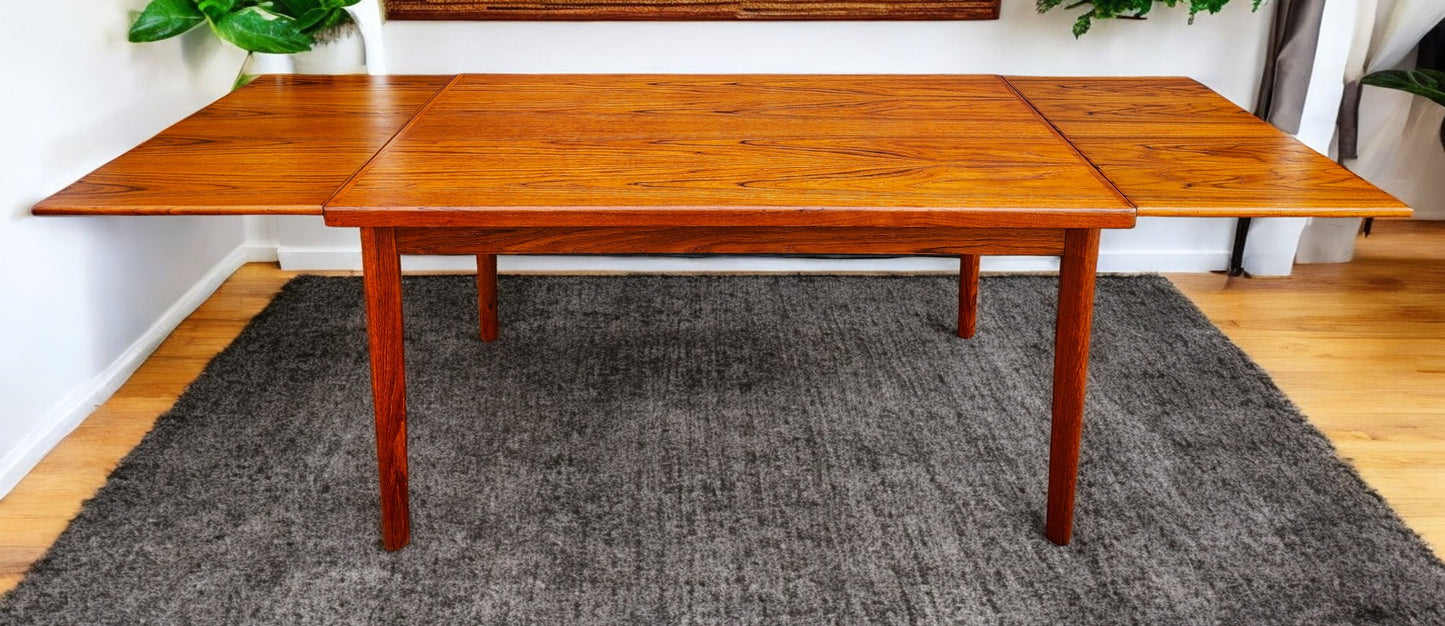 REFINISHED Danish MCM Teak Draw Leaf Table by H. Kjaernulf 57" - 96"