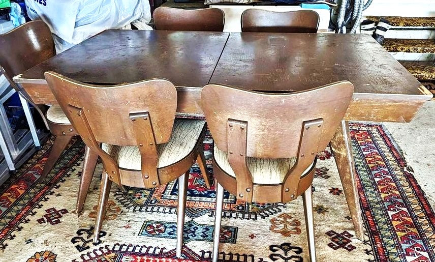 Choose Fabric***REFINISHED Mid Century Modern Russell Spanner Catalina Table & 6 Chairs