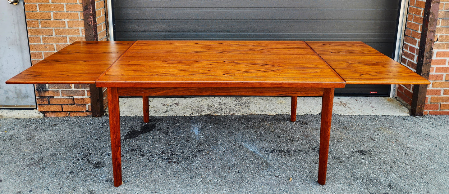 REFINISHED Danish MCM Teak Draw Leaf Table by H. Kjaernulf 57" - 96"