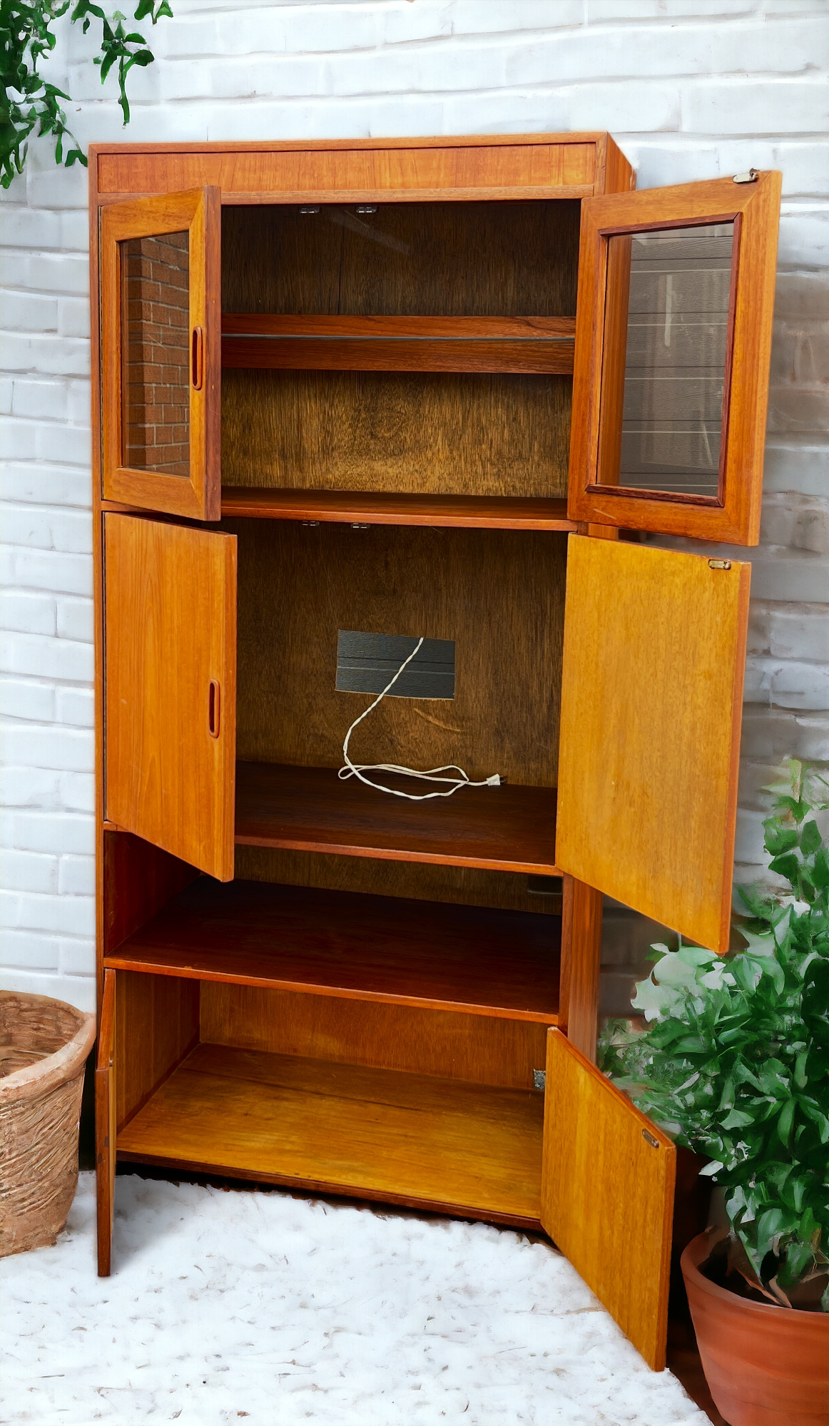 RESTORED Mid Century Modern Teak Tall Cabinet by G Plan with Lighting