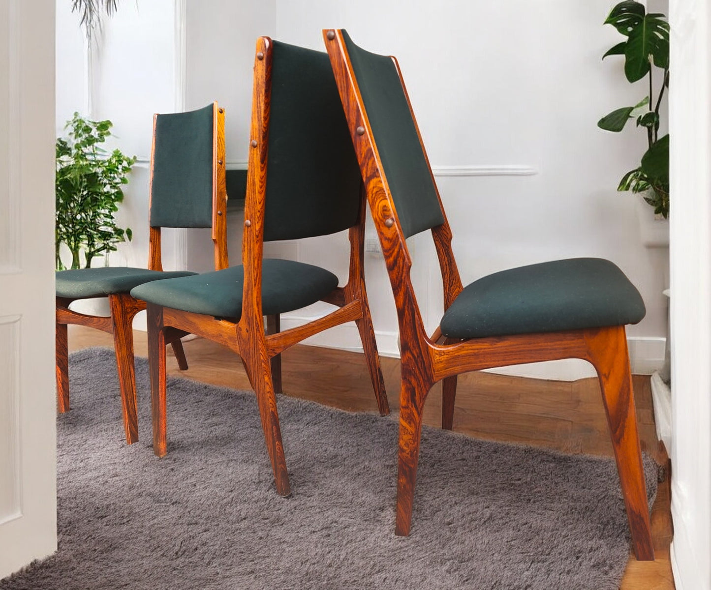 Choose Fabric! 6 RESTORED Danish Mid Century Modern Brazilian Rosewood Chairs