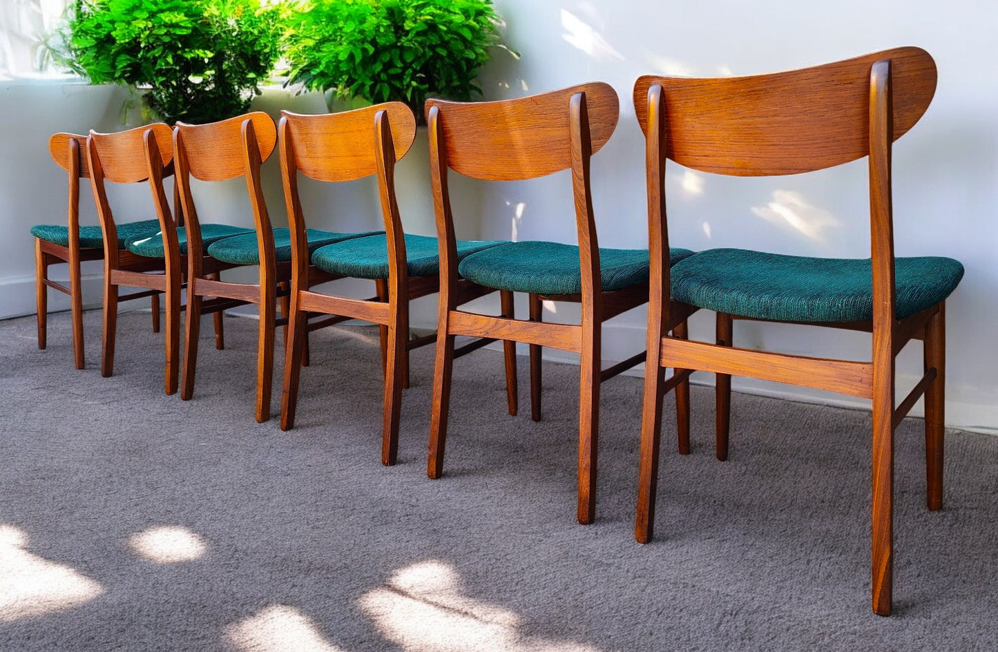 6 RESTORED Danish Mid Century Modern Teak Chairs