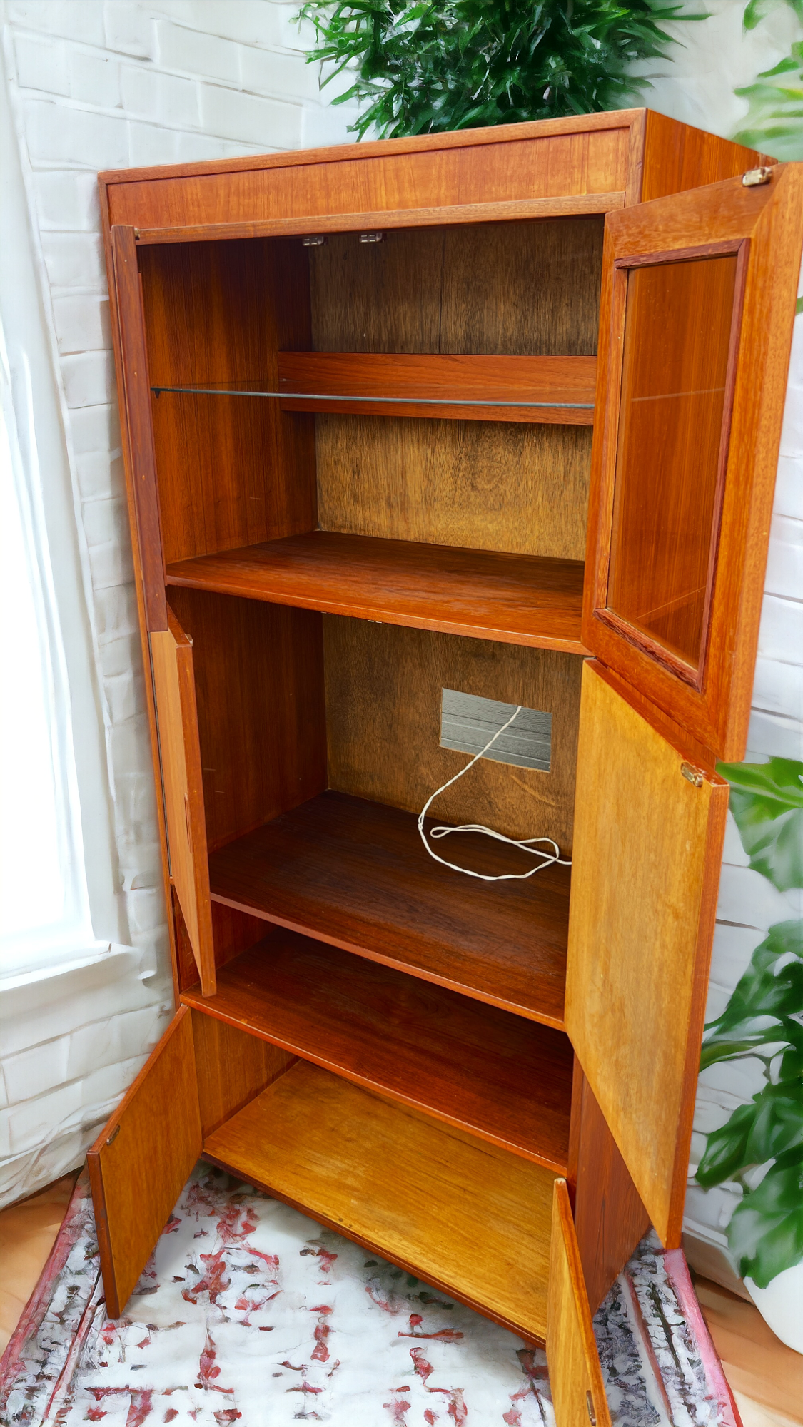 RESTORED Mid Century Modern Teak Tall Cabinet by G Plan with Lighting