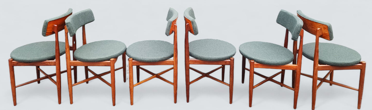 REFINISHED MCM Teak Extension Table & 6 REUPHOLSTERED chairs by G Plan