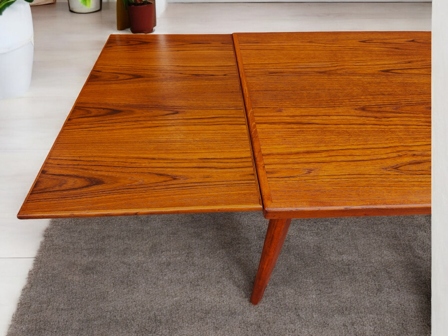 REFINISHED Danish MCM Teak Draw Leaf Table by H. Kjaernulf 57" - 96"