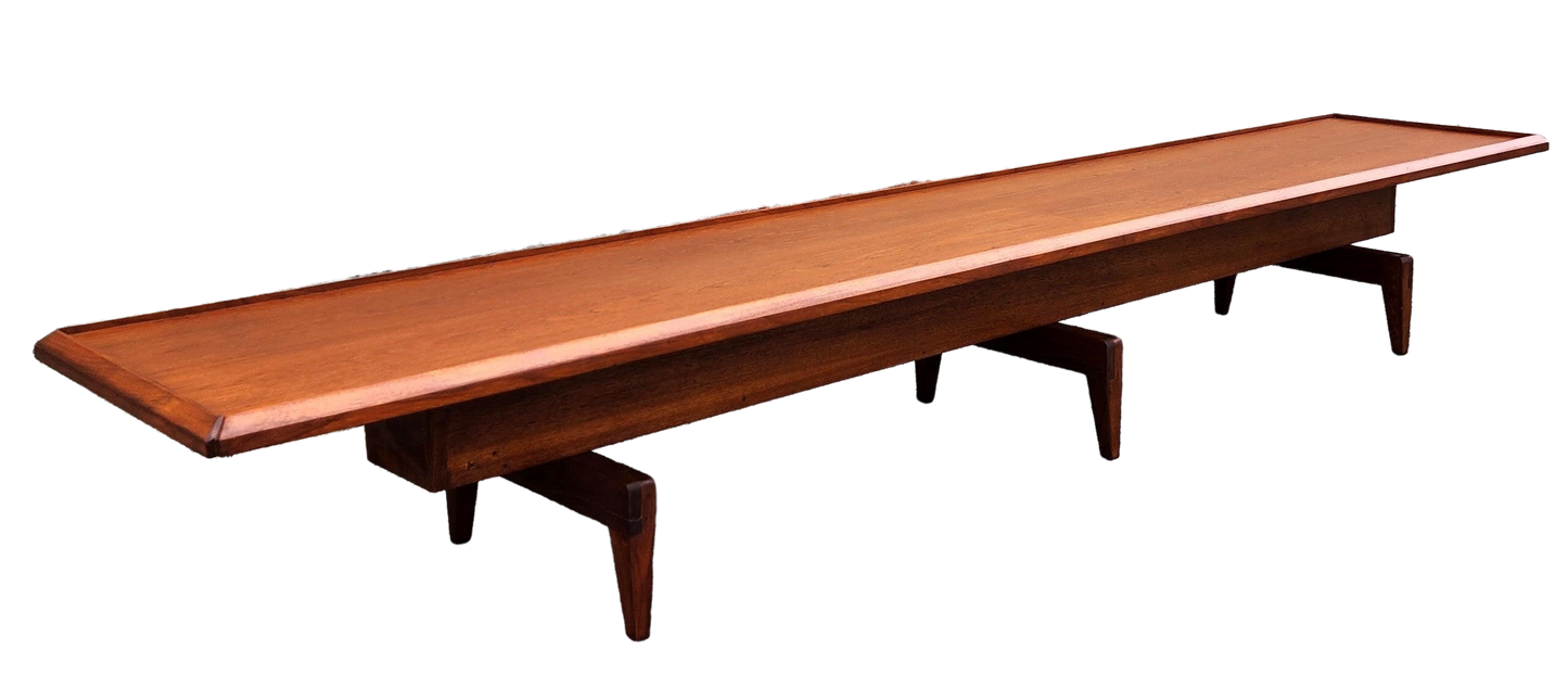 REFINISHED Mid Century Modern Teak Cocktail /Coffee Table or Bench 98" Long & Low