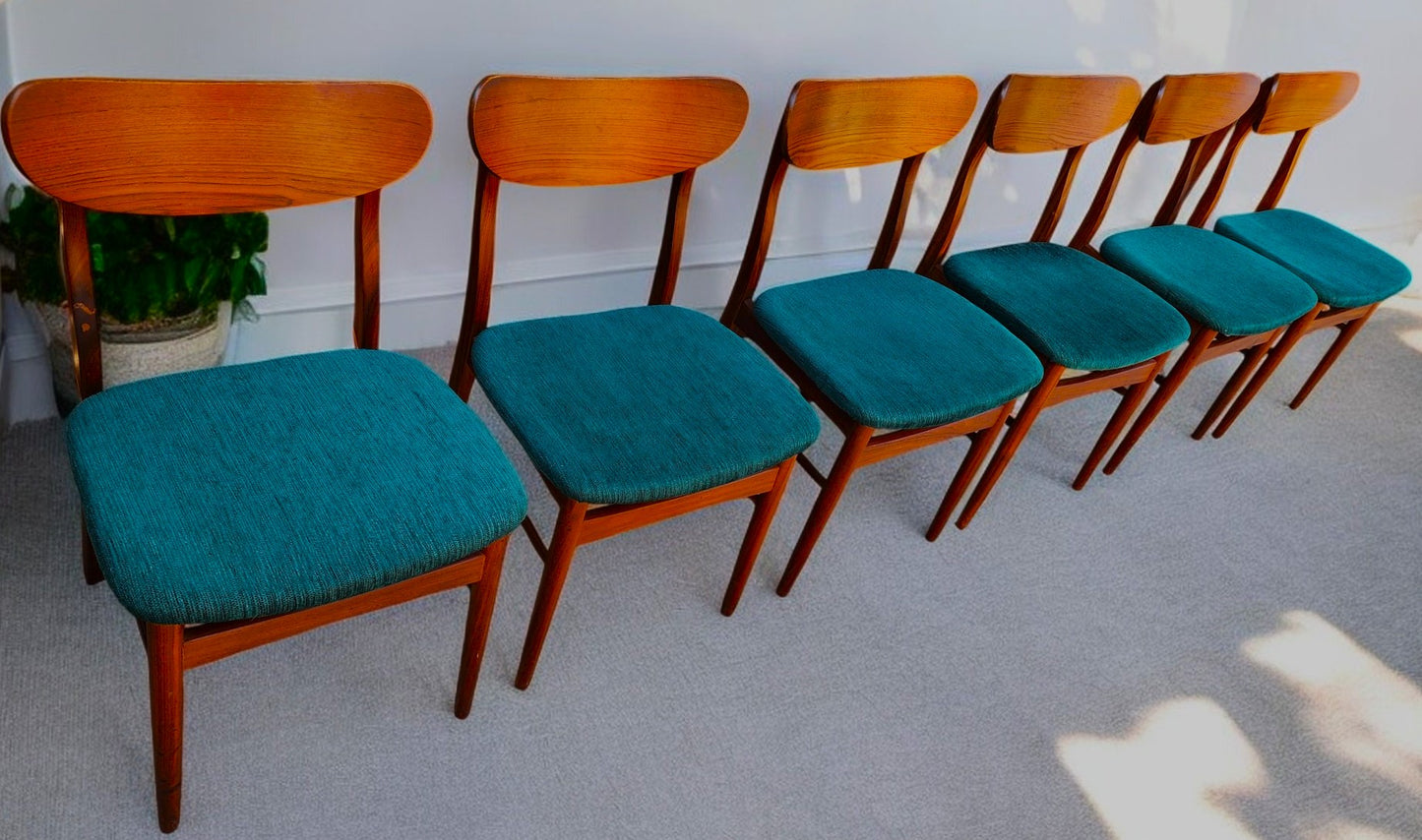 6 RESTORED Danish Mid Century Modern Teak Chairs