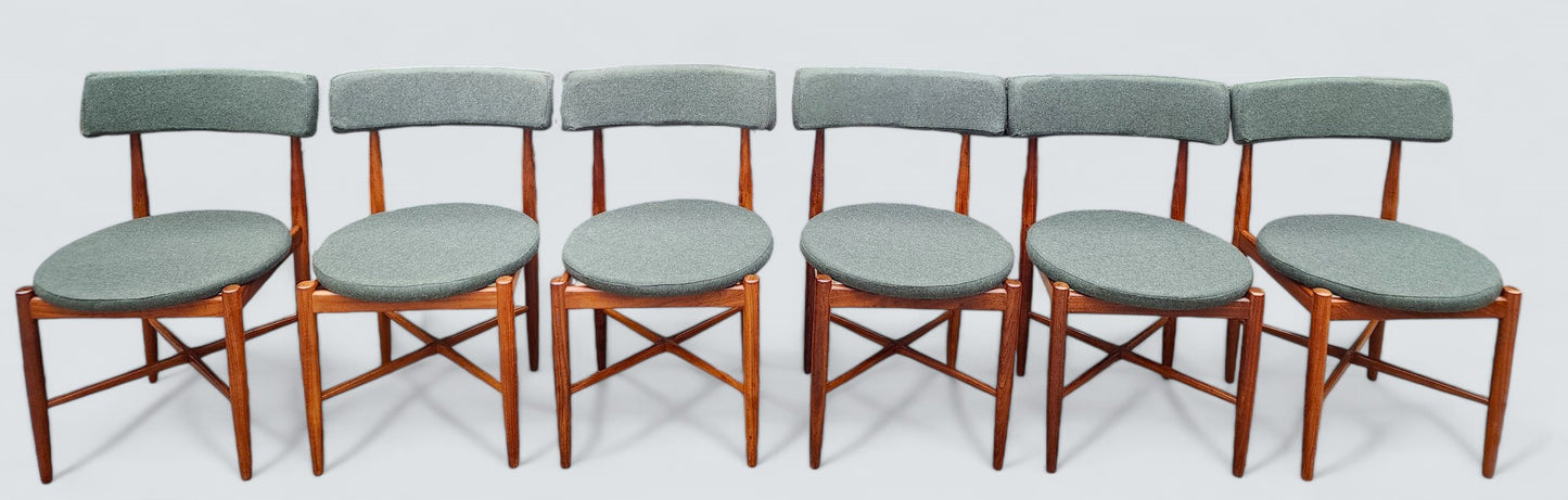 REFINISHED MCM Teak Extension Table & 6 REUPHOLSTERED chairs by G Plan