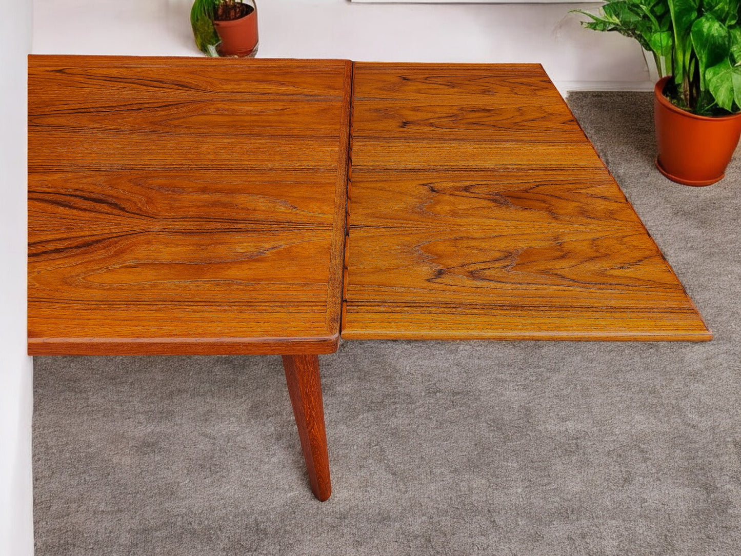 REFINISHED Danish MCM Teak Draw Leaf Table by H. Kjaernulf 57" - 96"