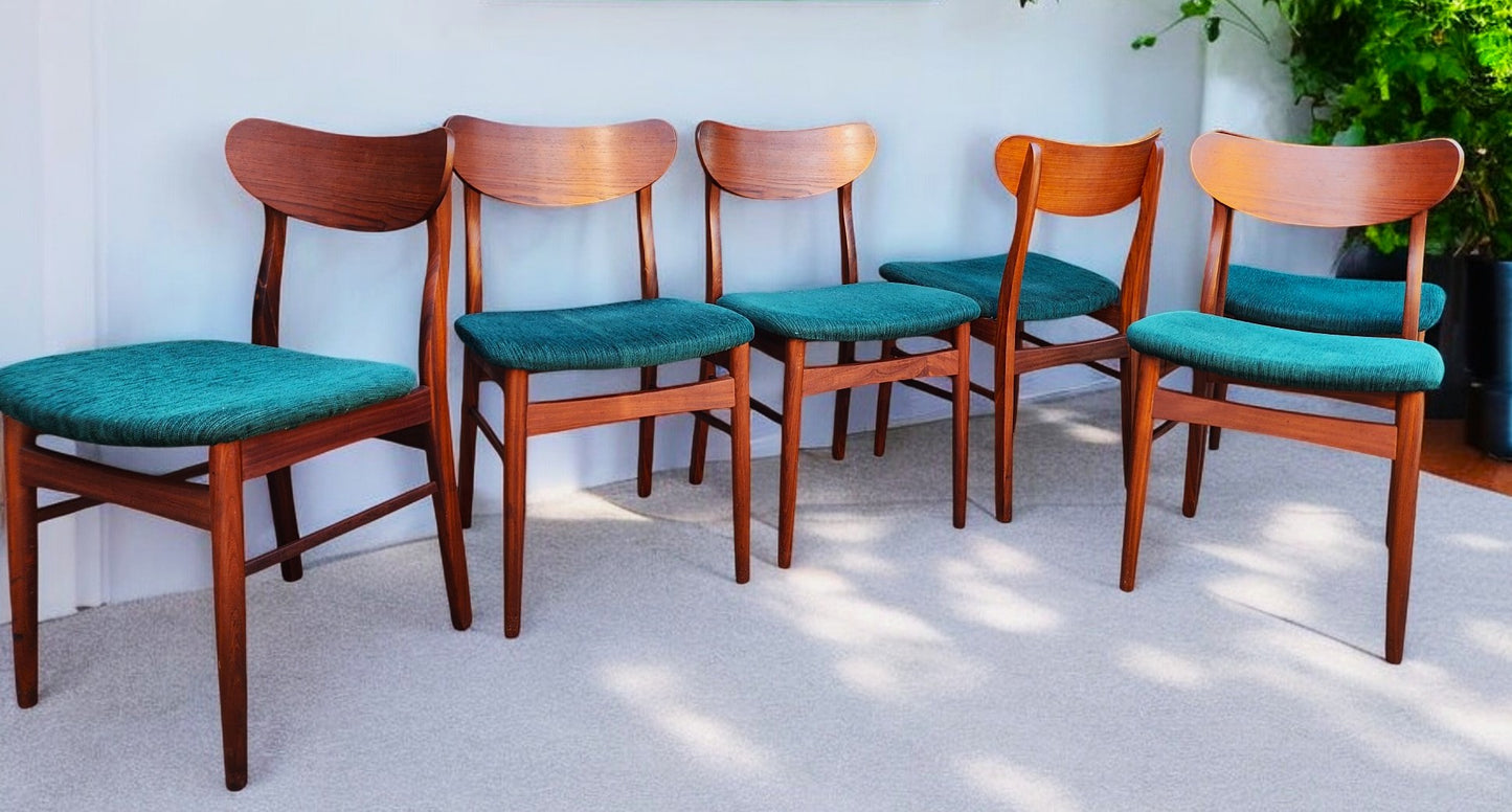 6 RESTORED Danish Mid Century Modern Teak Chairs