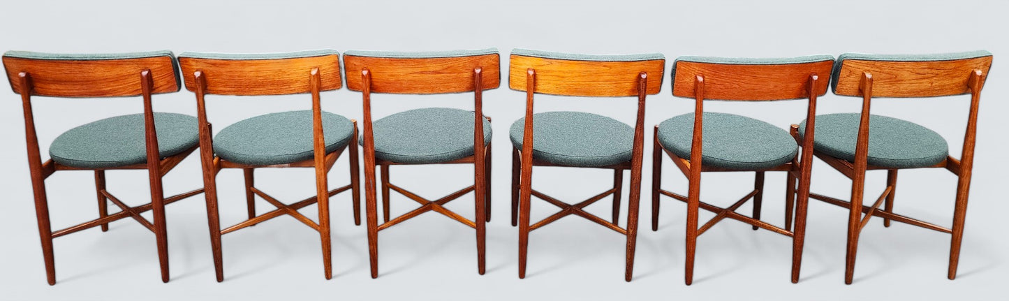 REFINISHED MCM Teak Extension Table & 6 REUPHOLSTERED chairs by G Plan