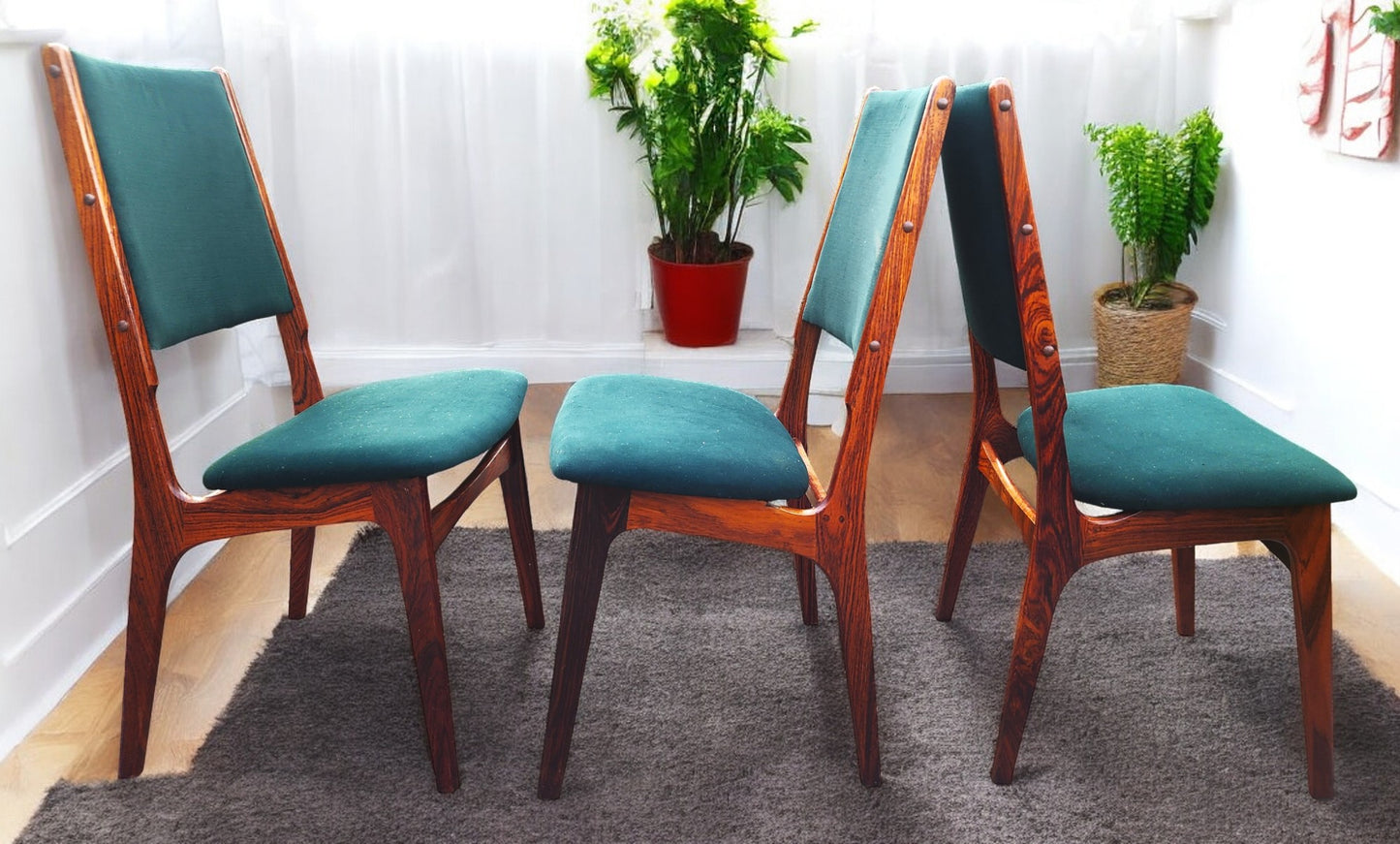 Choose Fabric! 6 RESTORED Danish Mid Century Modern Brazilian Rosewood Chairs