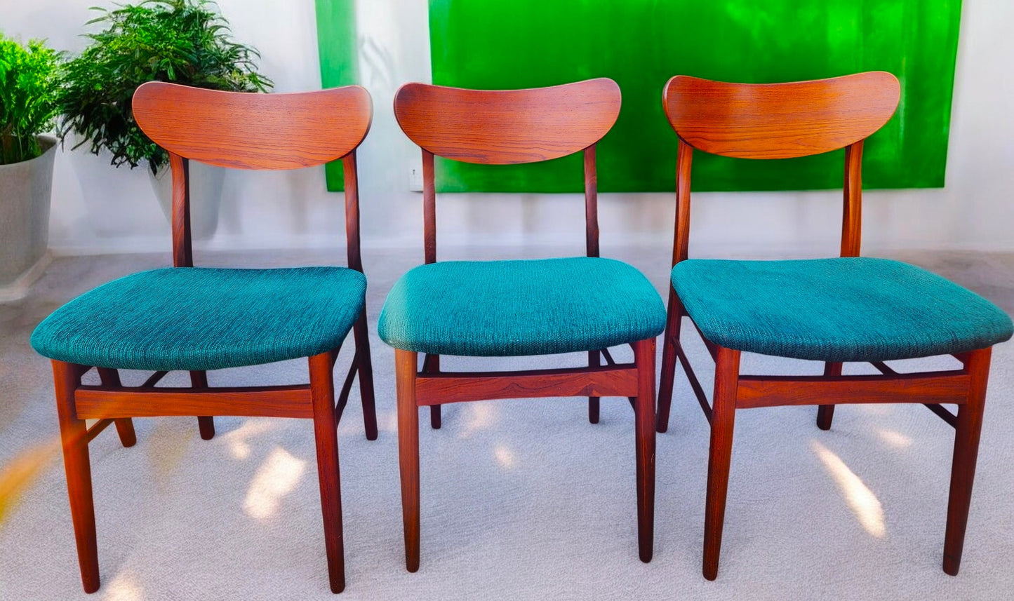 6 RESTORED Danish Mid Century Modern Teak Chairs