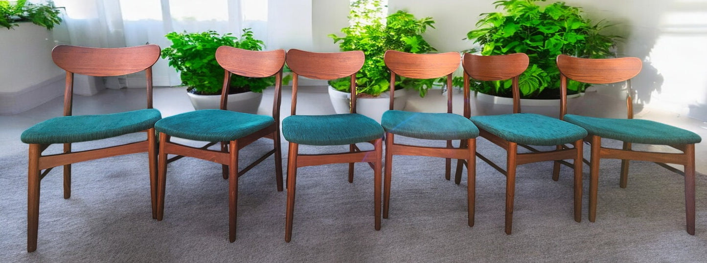 6 RESTORED Danish Mid Century Modern Teak Chairs
