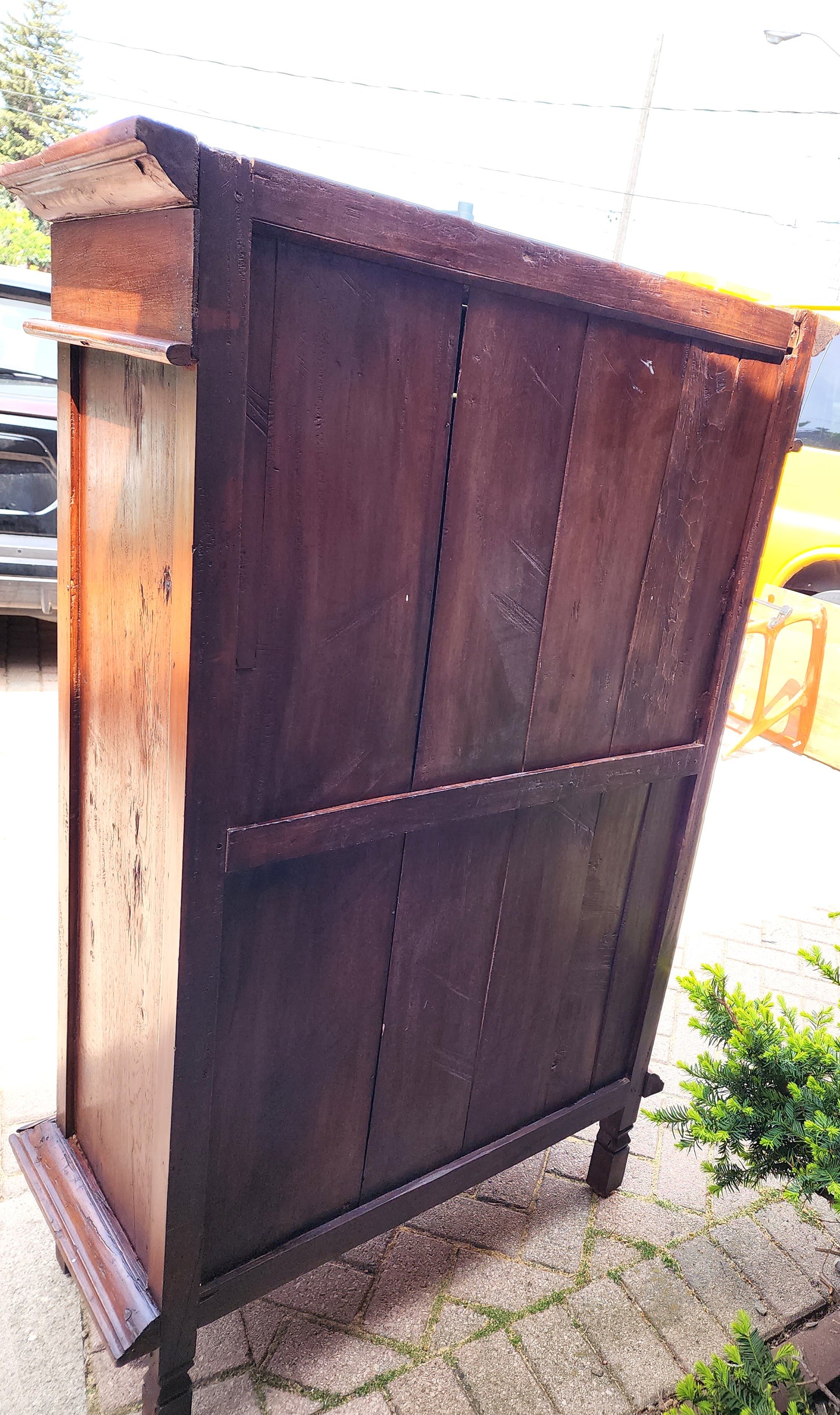 Antique Indian Teak Armoire Hand Carved, compact