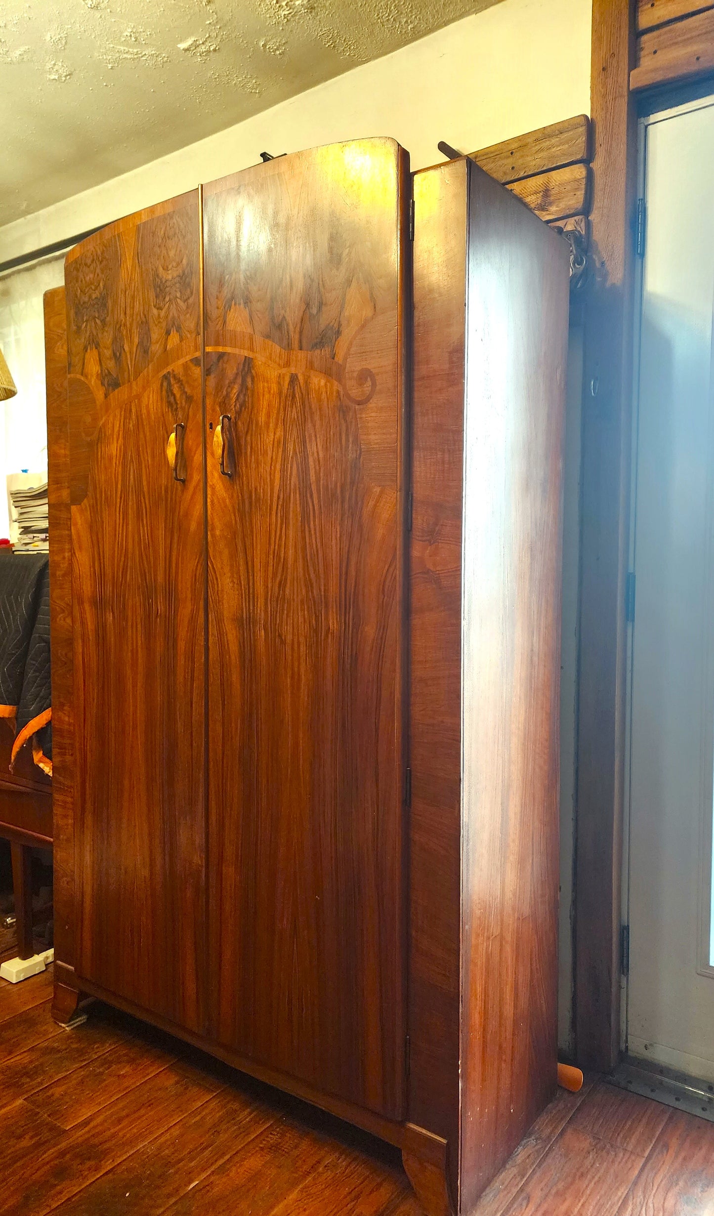 RESTORED Stunning Figured Walnut Wardrobe Art Deco (updated interior)