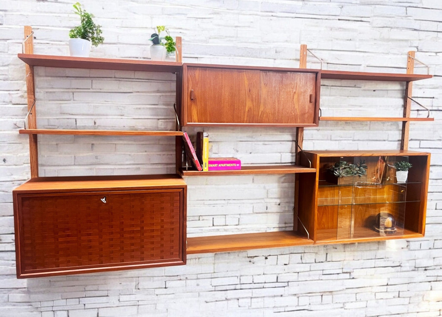 REFINISHED Danish MCM Teak Modular Wall Unit CADO by Poul Cadovius 3 sections