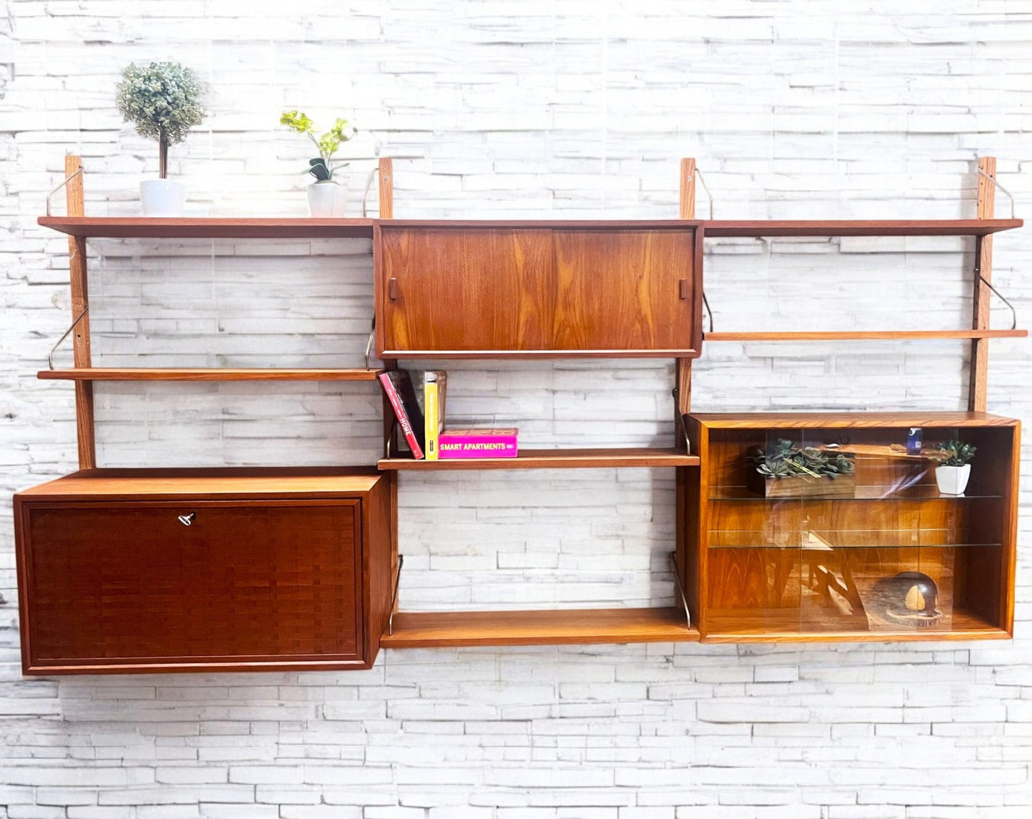 REFINISHED Danish MCM Teak Modular Wall Unit CADO by Poul Cadovius 3 sections