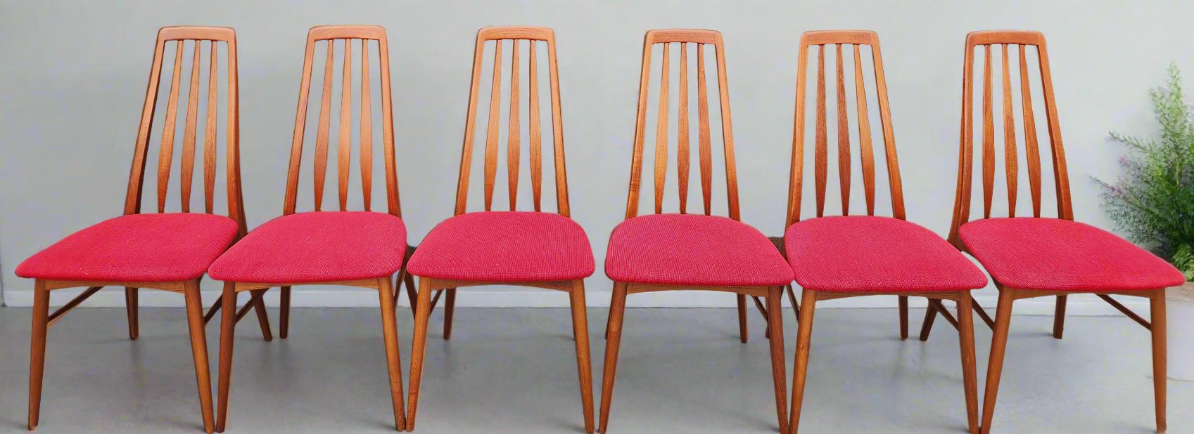 6 RESTORED Danish Mid Century Modern Teak Dining Chairs by Niels Kofoe