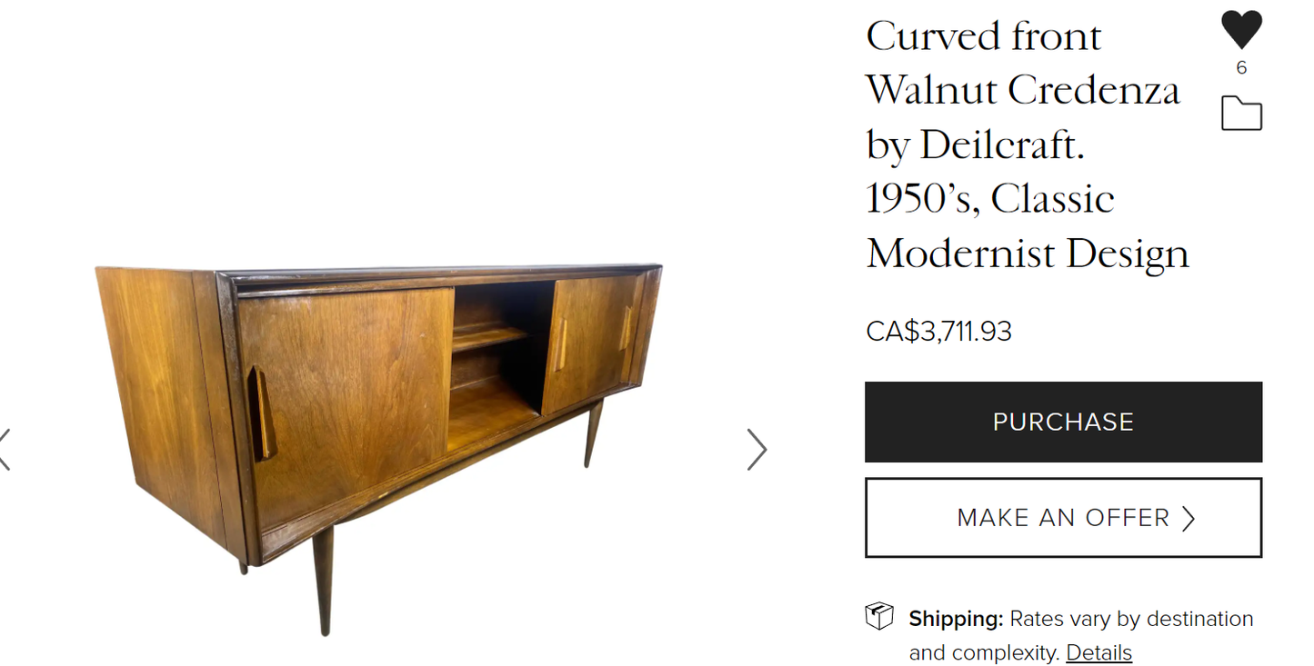 REFINISHED Mid Century Modern Walnut Sideboard by Deilcraft 68"