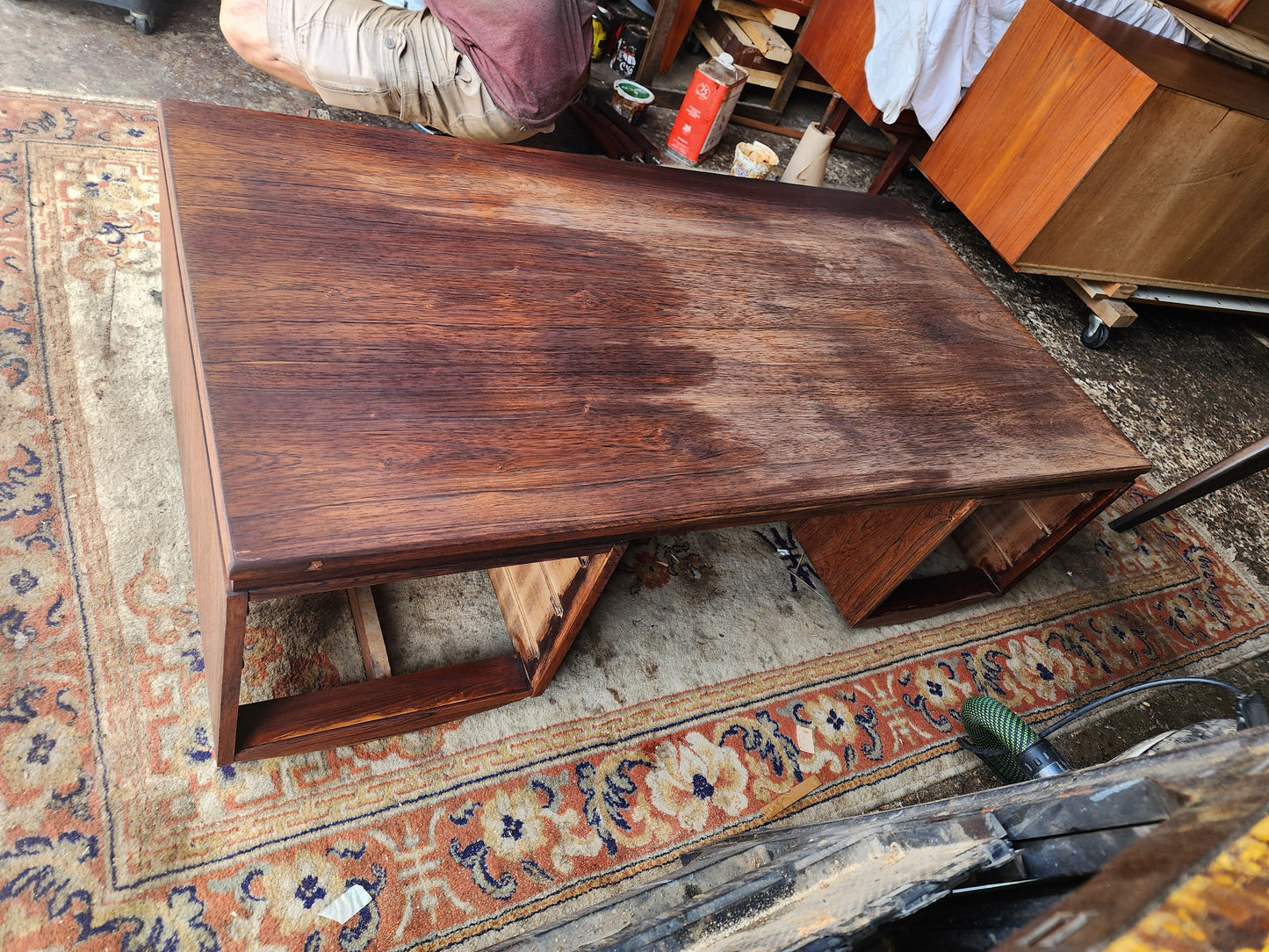 REFINISHED Danish Mid Century Modern Rosewood Desk w Bookcase & Bar Back by J. Svenstrup