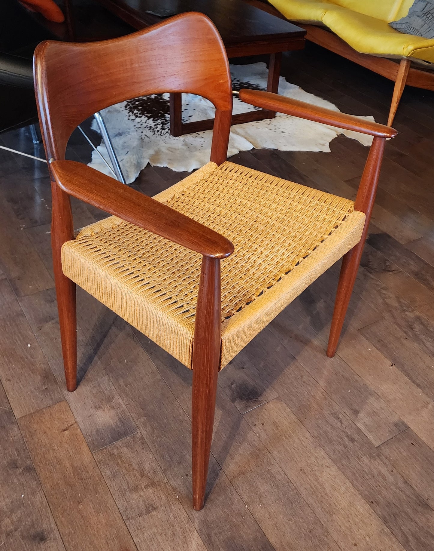 6 RESTORED Danish Mid Century Modern Teak & Papercord Chairs by A.H. Olsen for M.Kold