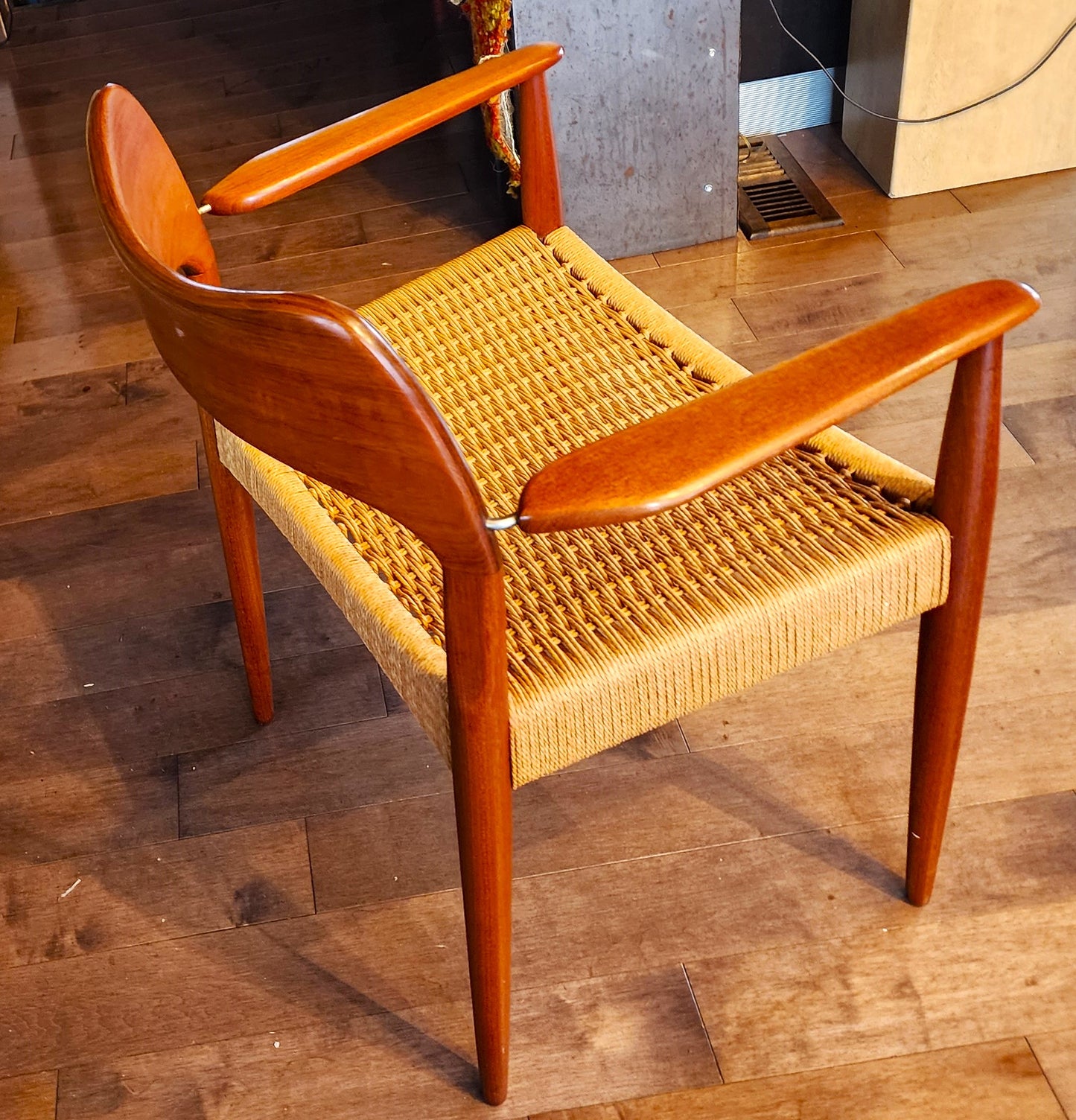 6 RESTORED Danish Mid Century Modern Teak & Papercord Chairs by A.H. Olsen for M.Kold