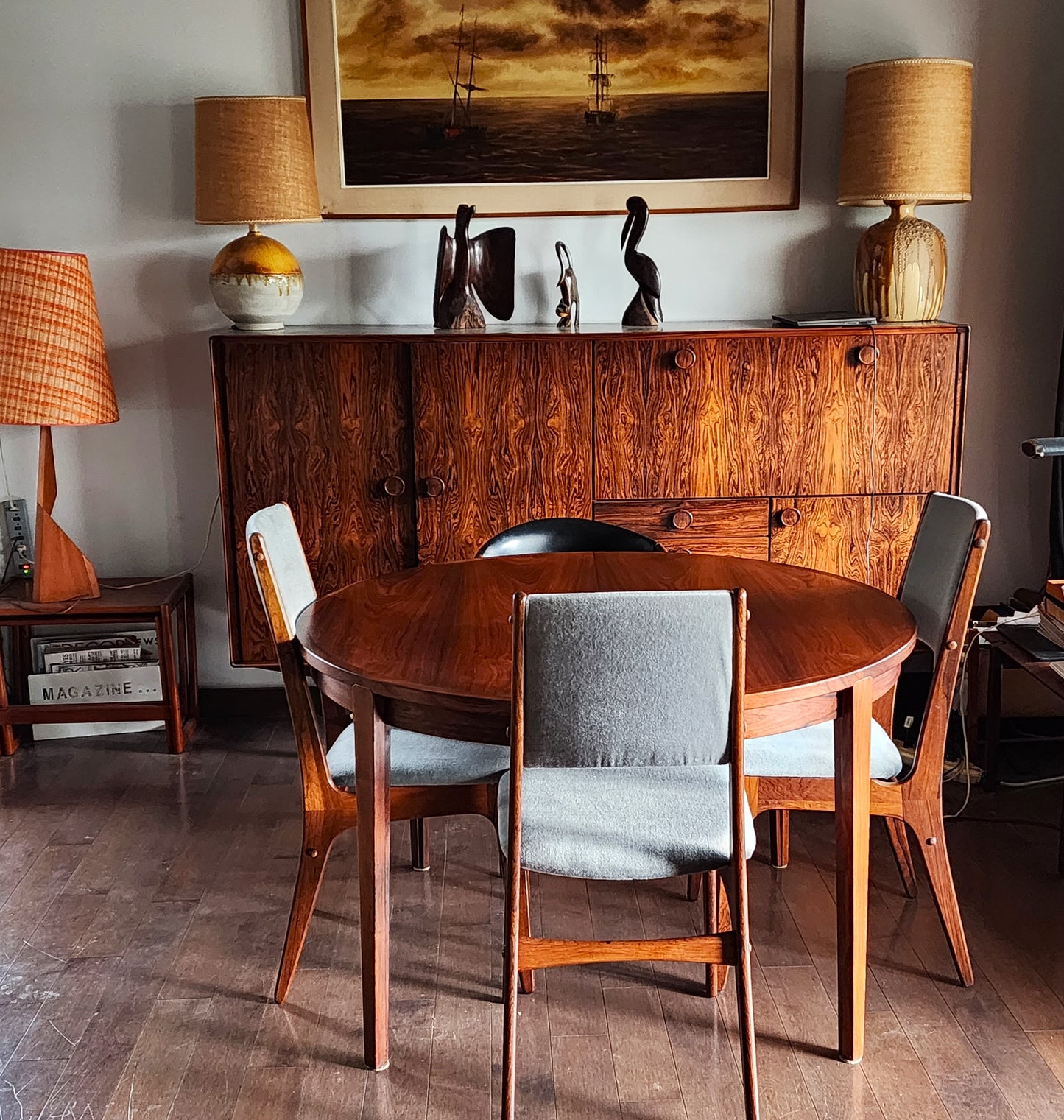 4 RESTORED REUPHOLSTERED in wool mohair Danish MCM Brazilian Rosewood Chairs