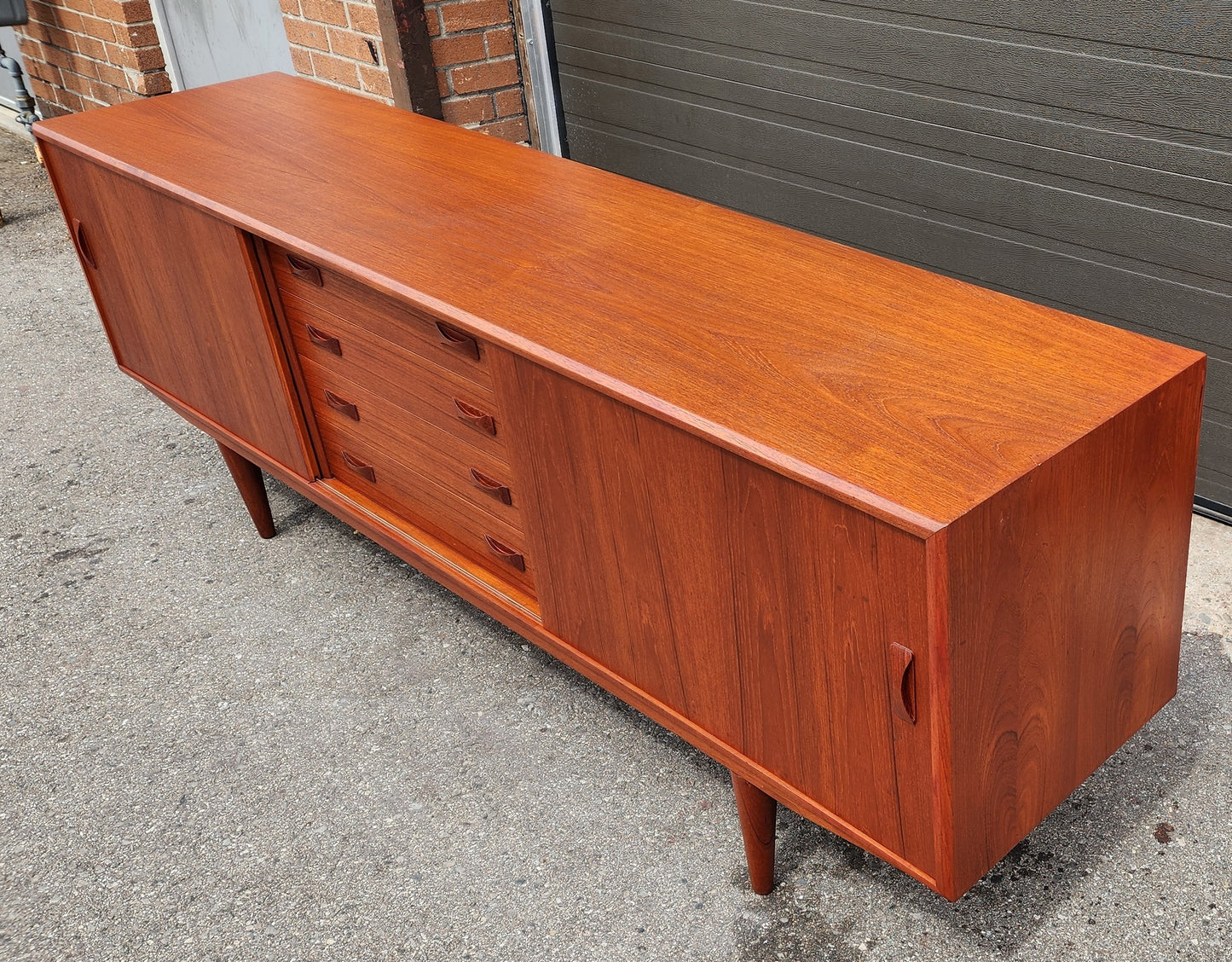 REFINISHED Danish Mid Century Modern Teak Sideboard by Clausen & Son, 82"