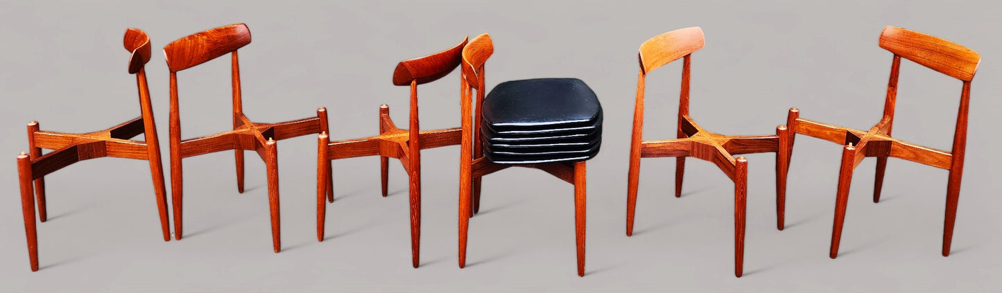 6 REFINISHED Danish MCM Teak Chairs by H.W. Klein for Bramin, REUPHOLSTERED