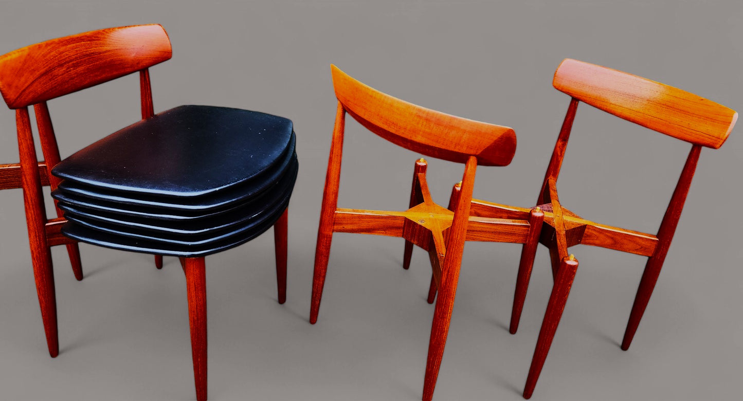 6 REFINISHED Danish MCM Teak Chairs by H.W. Klein for Bramin, REUPHOLSTERED