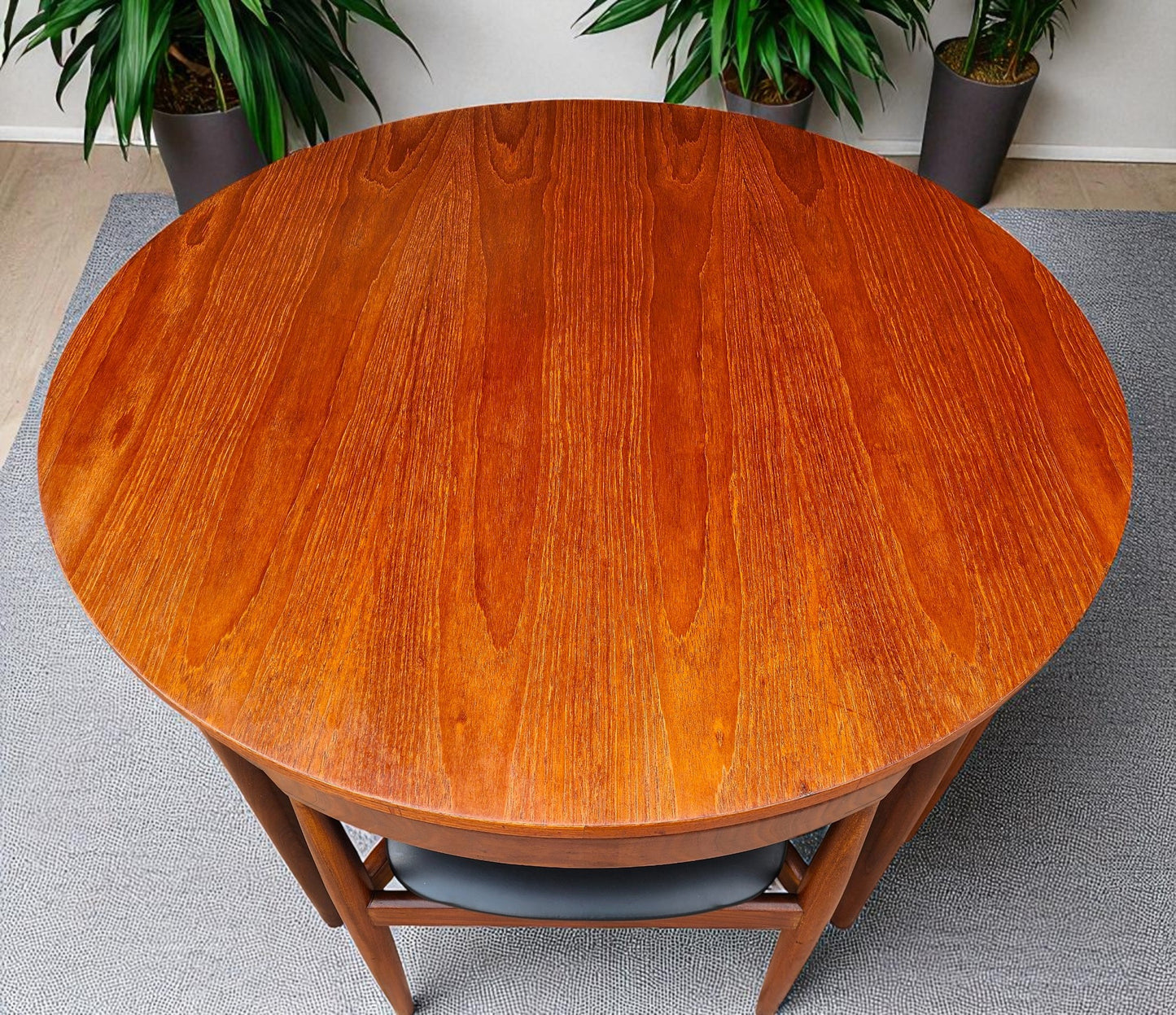 Danish Mid Century Modern ROUNDETTE Teak Table & 4 Chairs by Hans Olsen for Frem Rølje