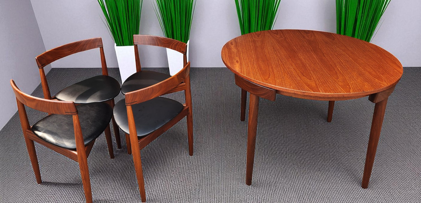 Danish Mid Century Modern ROUNDETTE Teak Table & 4 Chairs by Hans Olsen for Frem Rølje