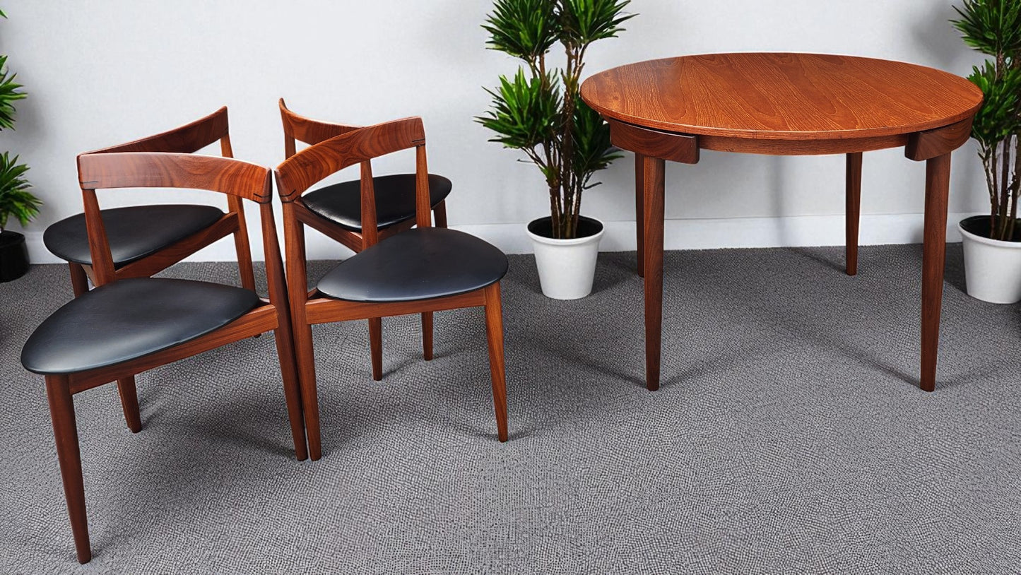 Danish Mid Century Modern ROUNDETTE Teak Table & 4 Chairs by Hans Olsen for Frem Rølje