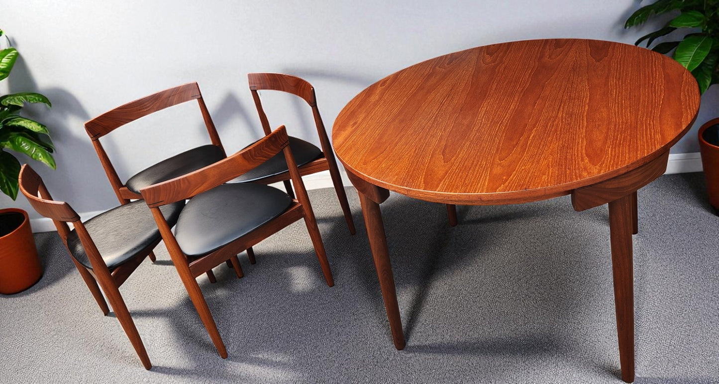 Danish Mid Century Modern ROUNDETTE Teak Table & 4 Chairs by Hans Olsen for Frem Rølje