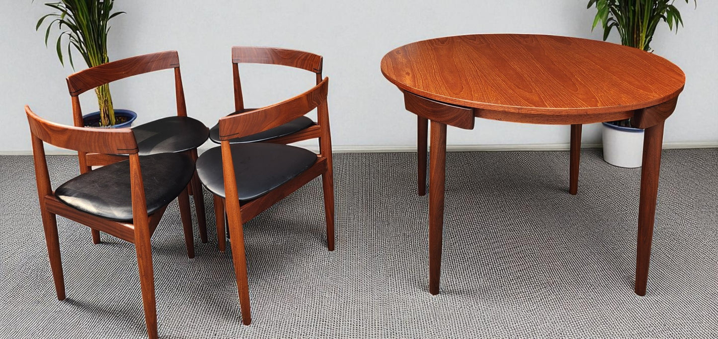 Danish Mid Century Modern ROUNDETTE Teak Table & 4 Chairs by Hans Olsen for Frem Rølje