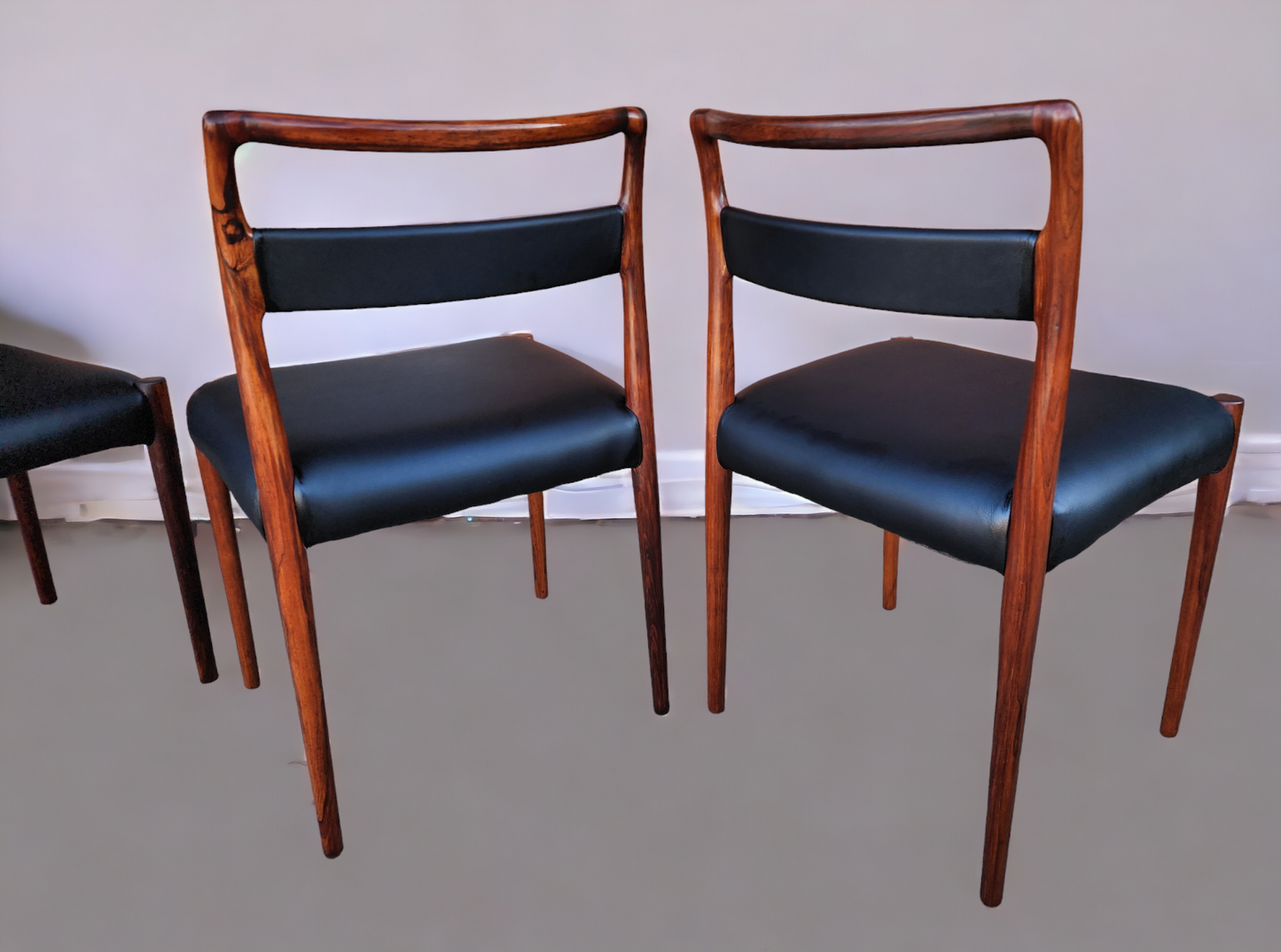 4 REFINISHED REUPHOLSTERED Danish Mid Century Modern Rosewood Chairs by Kai Kristiansen