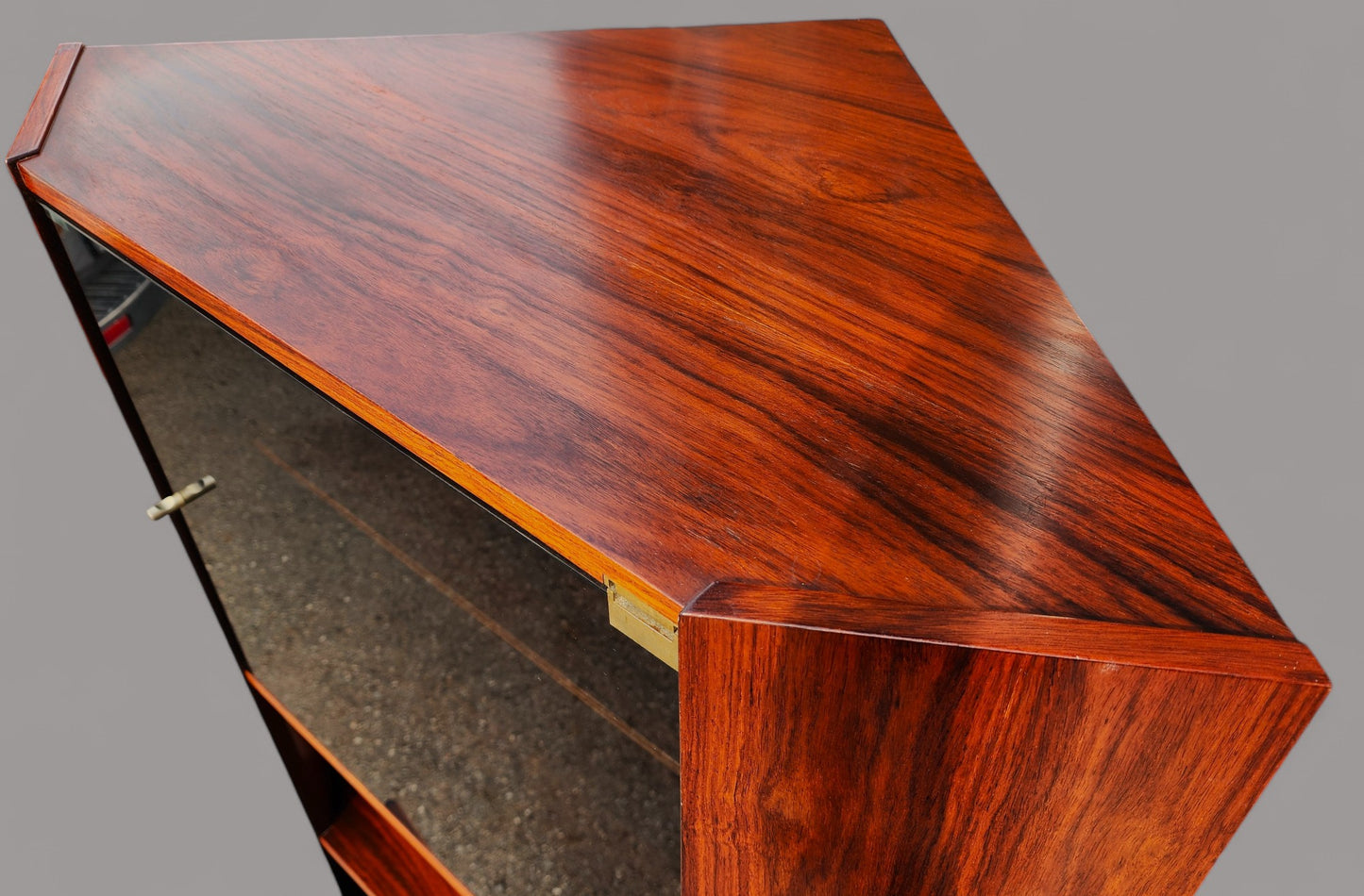 RESTORED Danish Mid Century Modern Rosewood Corner Cabinet
