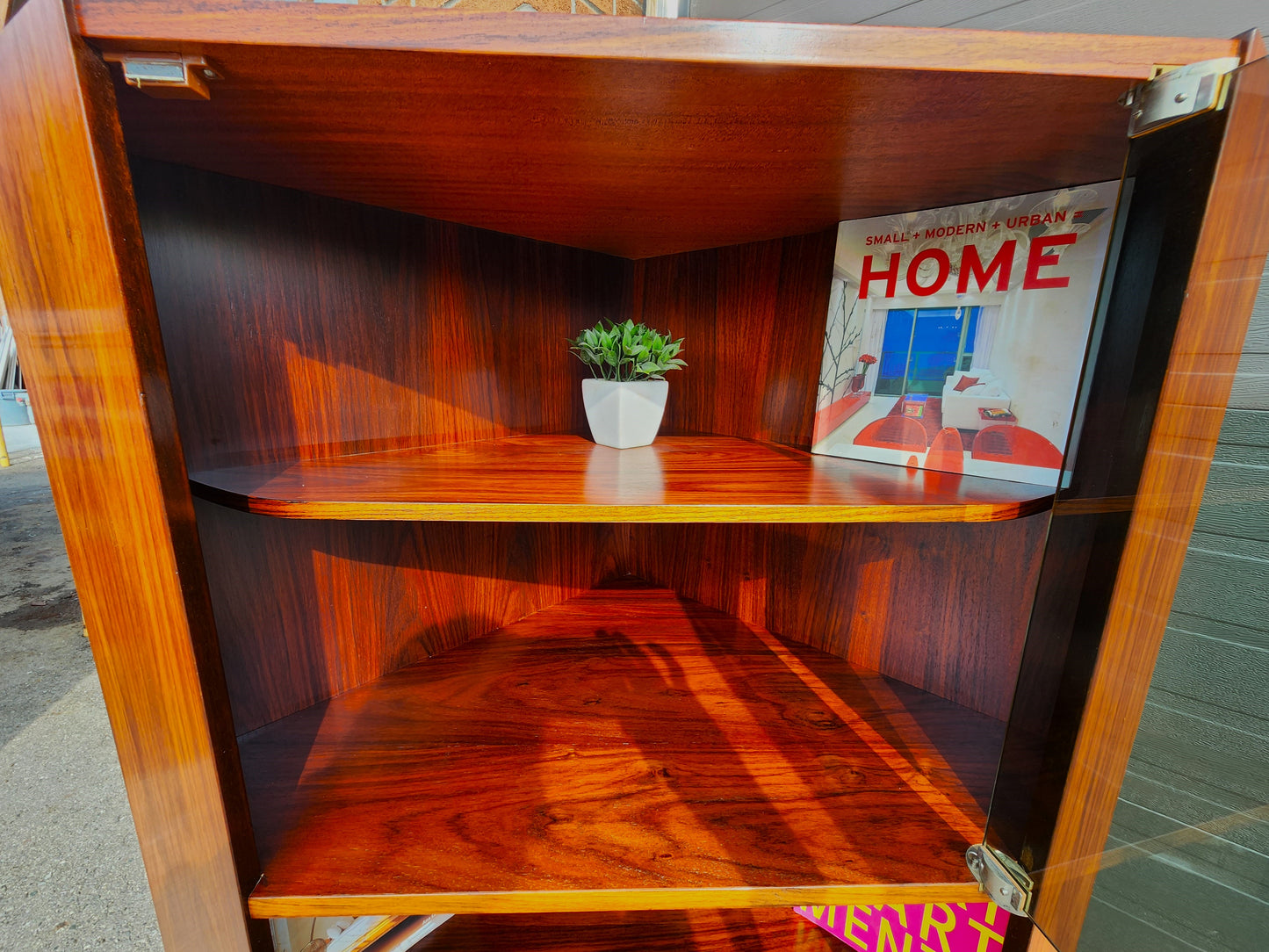 RESTORED Danish Mid Century Modern Rosewood Corner Cabinet