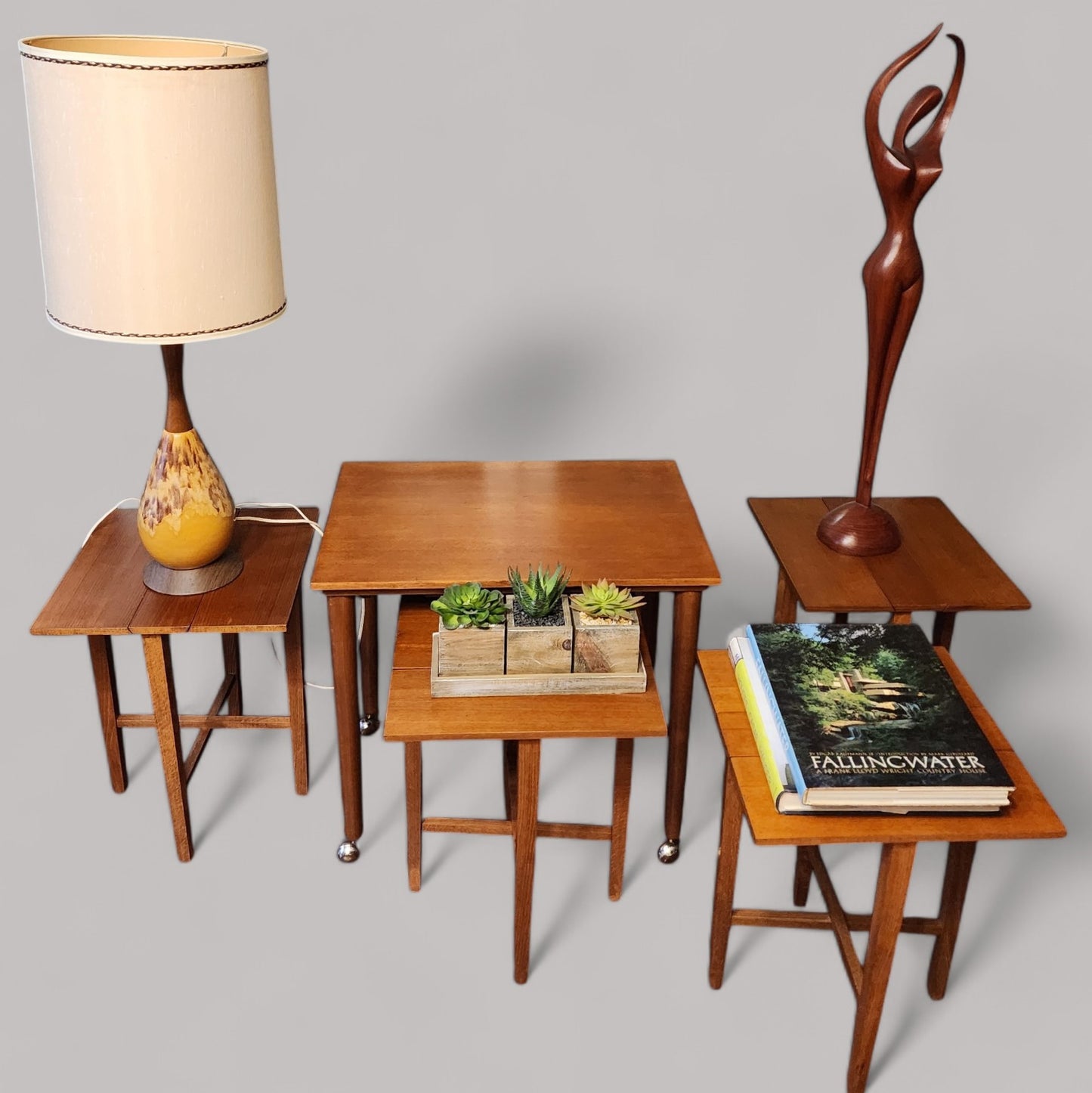 REFINISHED MCM Serving Trolley /5 in 1 Nesting Tables by Poul Hundevad