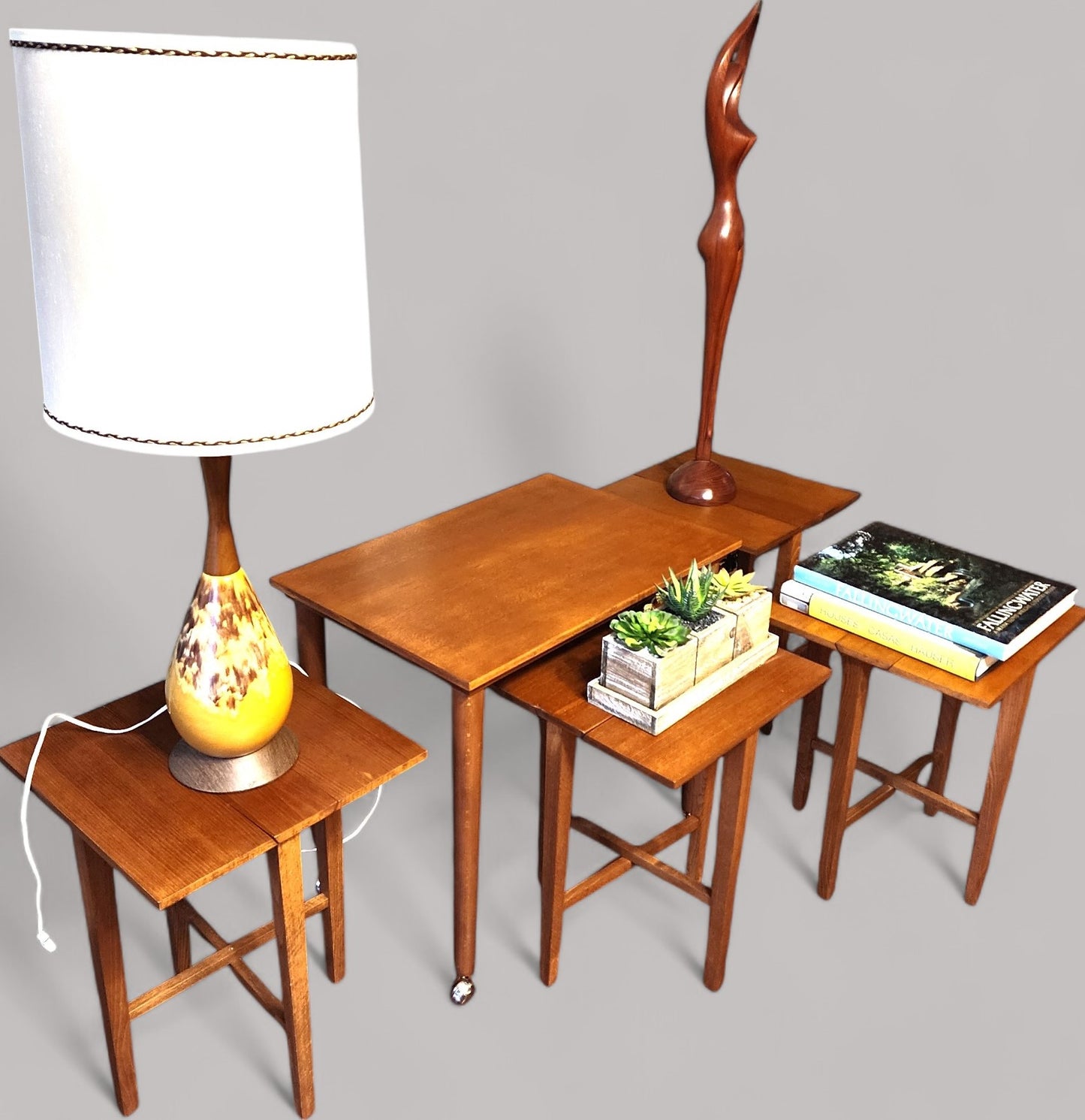 REFINISHED MCM Serving Trolley /5 in 1 Nesting Tables by Poul Hundevad