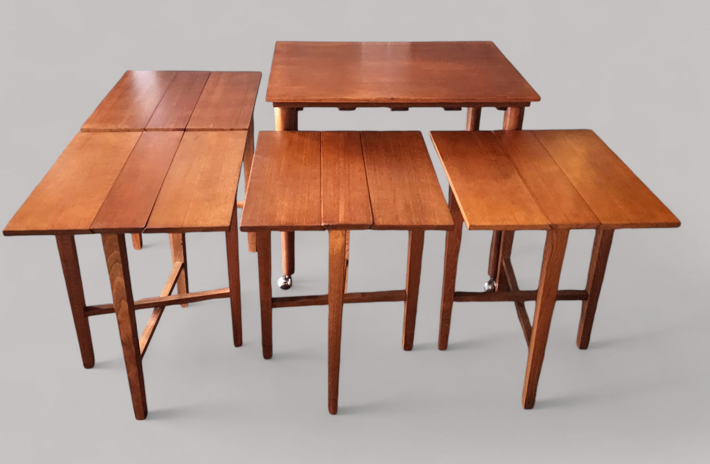 REFINISHED MCM Serving Trolley /5 in 1 Nesting Tables by Poul Hundevad