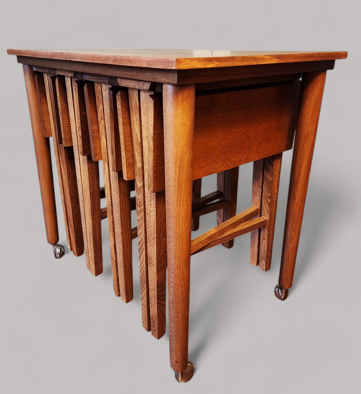 REFINISHED MCM Serving Trolley /5 in 1 Nesting Tables by Poul Hundevad