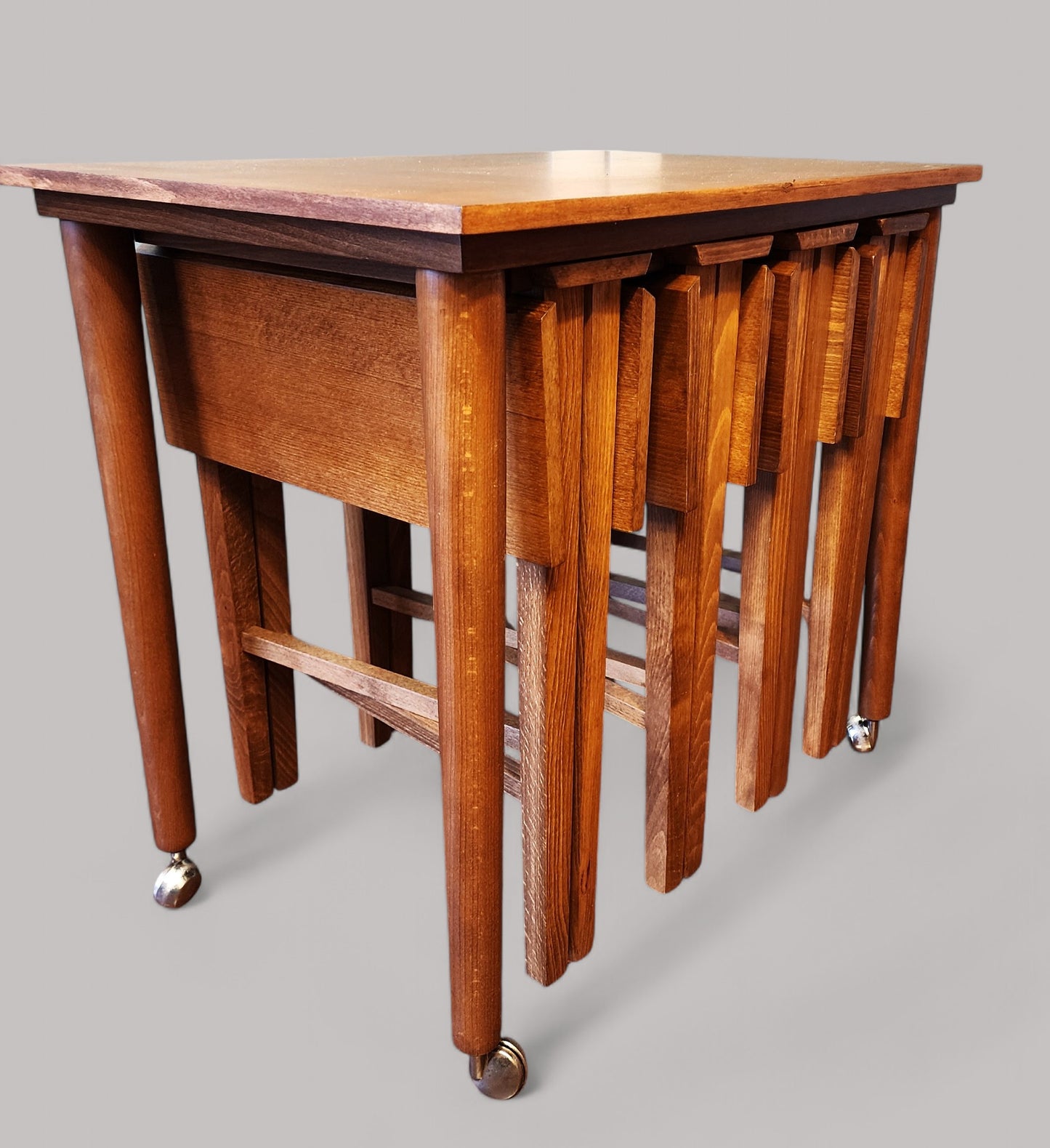 REFINISHED MCM Serving Trolley /5 in 1 Nesting Tables by Poul Hundevad