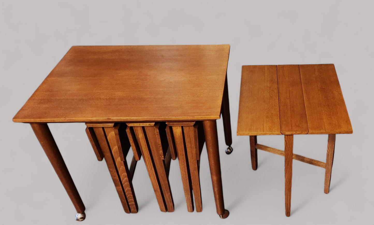 REFINISHED MCM Serving Trolley /5 in 1 Nesting Tables by Poul Hundevad