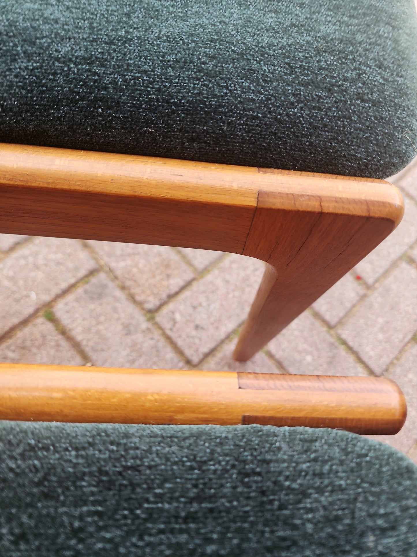 6 RESTORED REUPHOLSTERED in wool mohair Danish Mid Century Modern Teak Chairs by Erik Buch