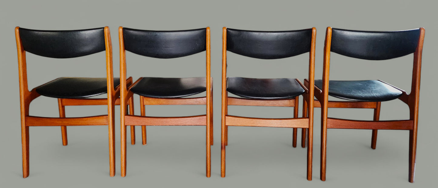 4 RESTORED Danish MCM Teak Chairs by Erik Buch for Anderstrup