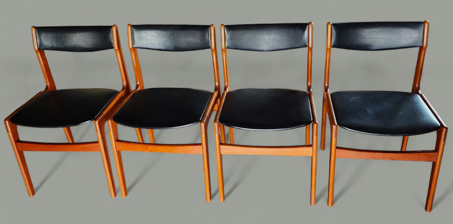 4 RESTORED Danish MCM Teak Chairs by Erik Buch for Anderstrup