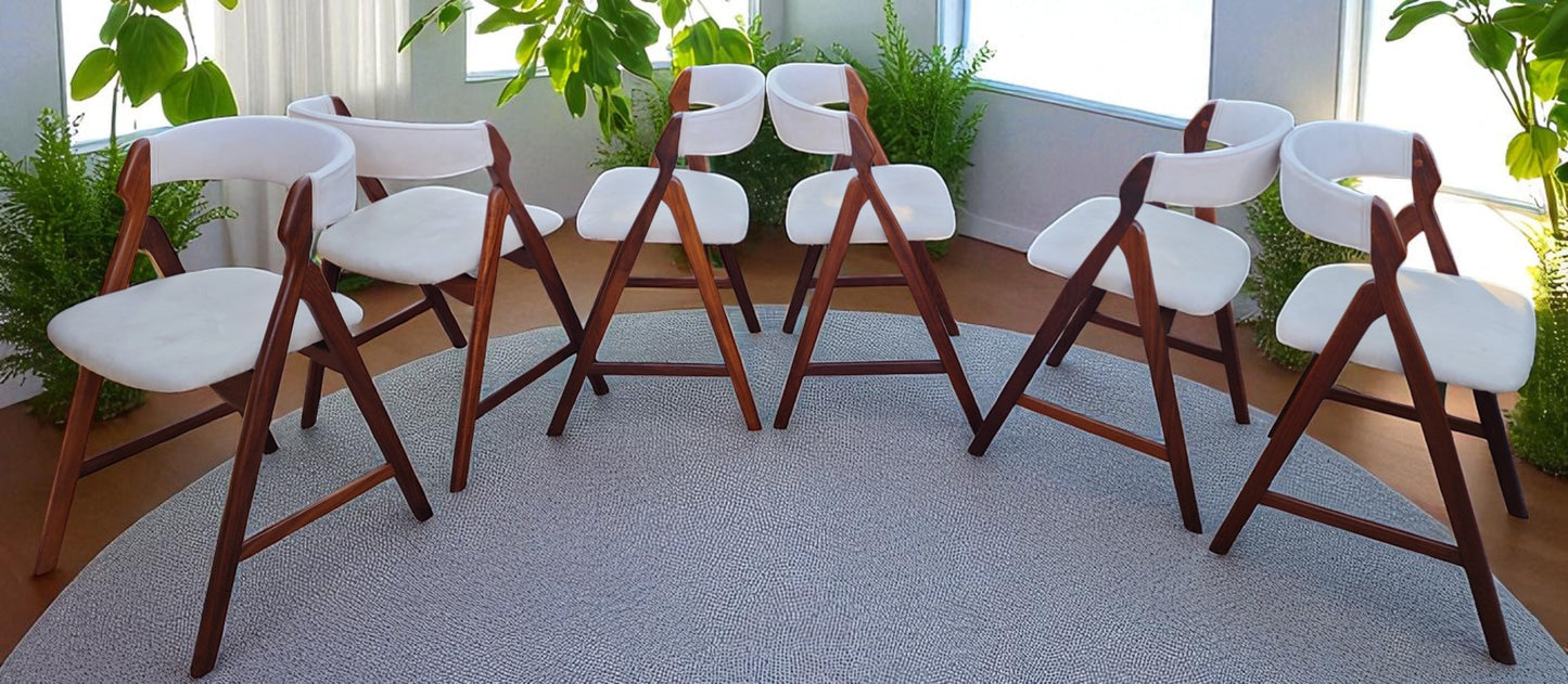 6 REFINISHED Danish Mid Century Modern Teak A -frame Chairs by TH Harlev