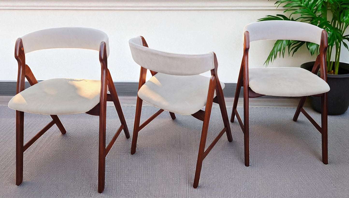 6 REFINISHED Danish Mid Century Modern Teak A -frame Chairs by TH Harlev